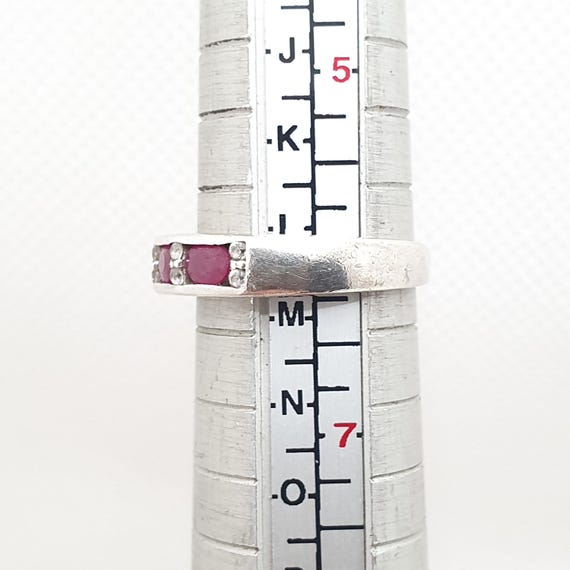 Vintage Sterling Silver Ruby Ring Half Eternity Q… - image 12