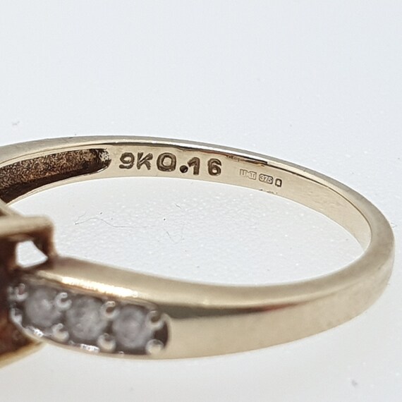 Vintage 9ct Gold Ring Amethyst Diamond Ring Green… - image 8