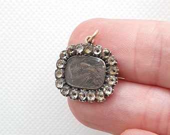 Antiguo 9ct oro luto broche pasta piedras 375 medallón semilla sólida perla pelo recuerdo Mori georgiano vintage 1800s 9k joyería joyería regalo