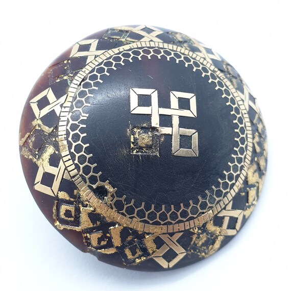 Antique Victorian  Large Tortoise Shell Brooch Pi… - image 2