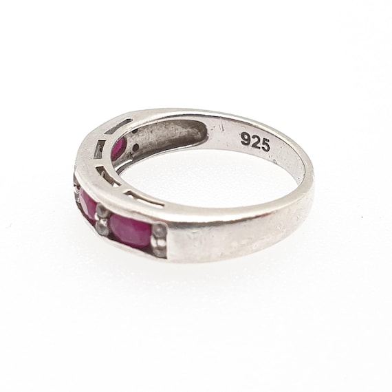 Vintage Sterling Silver Ruby Ring Half Eternity Q… - image 7