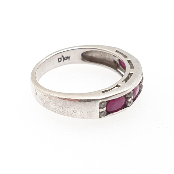 Vintage Sterling Silver Ruby Ring Half Eternity Q… - image 10