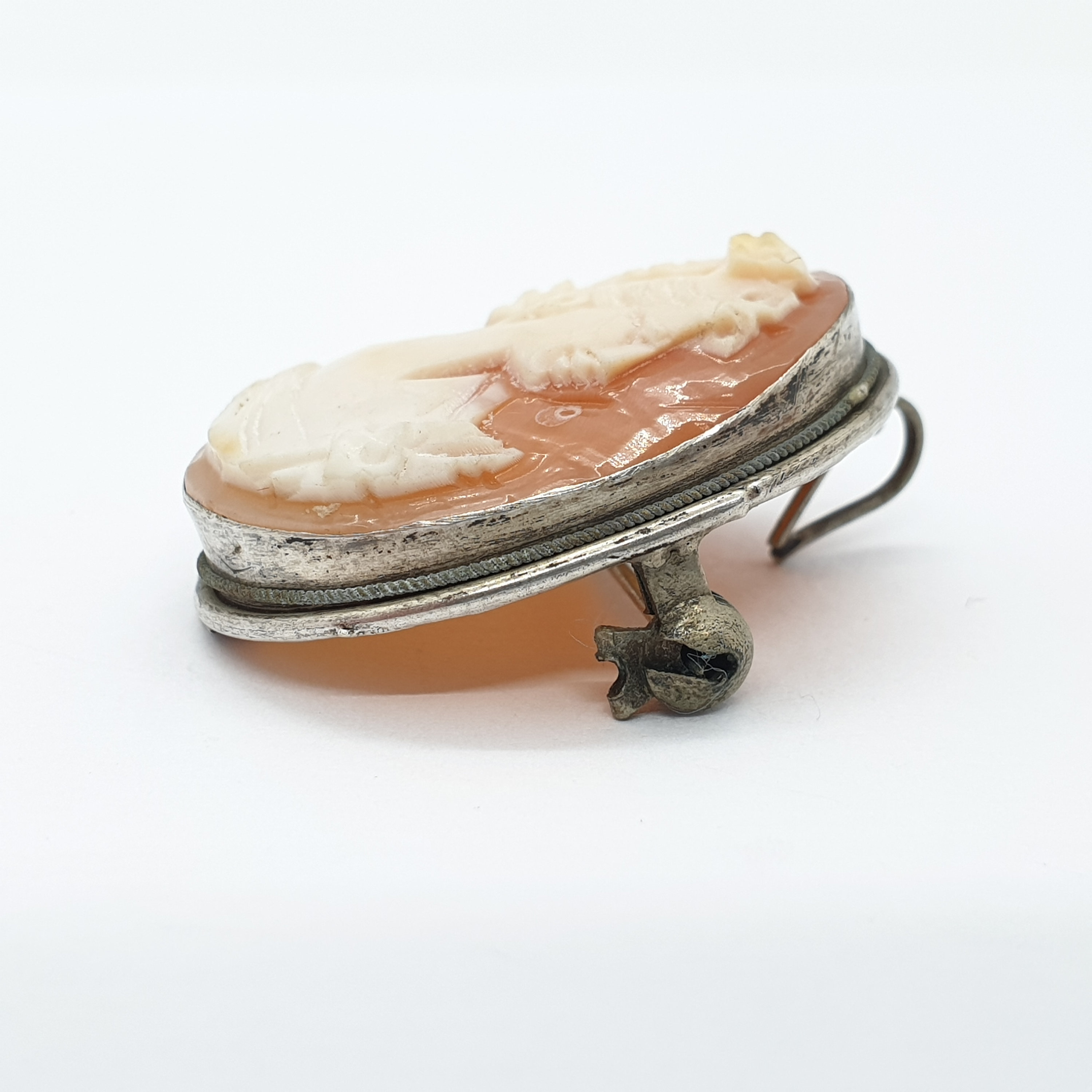 Old Vintage Sterling Silver Cameo Brooch Pendant Shell 1940s Solid 925 ...