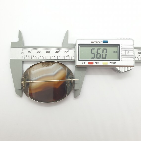 Antique Solid Silver Brooch Scottish Banded Agate… - image 8