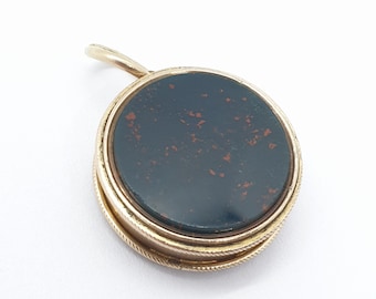 Antique Victorian Gold Pendant 10ct Rose Bloodstone Round Albert Fob 9ct 1800s Solid Pocket Watch Mens Womens Ladies Jewelry Jewellery Gift