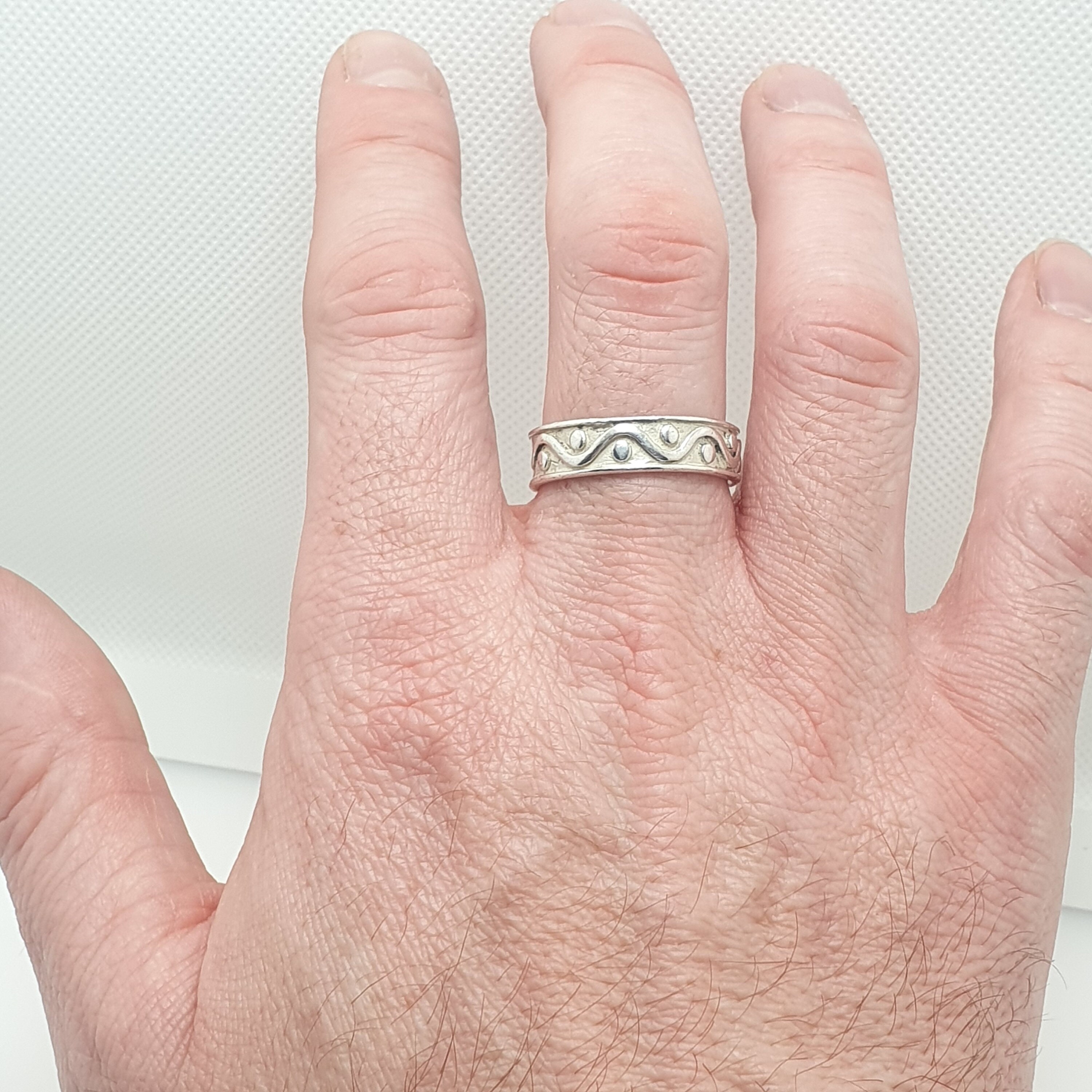 人気ブラドン Vintage Sterling Silver Band Ring Large 7g Huge Big Size アクセサリー