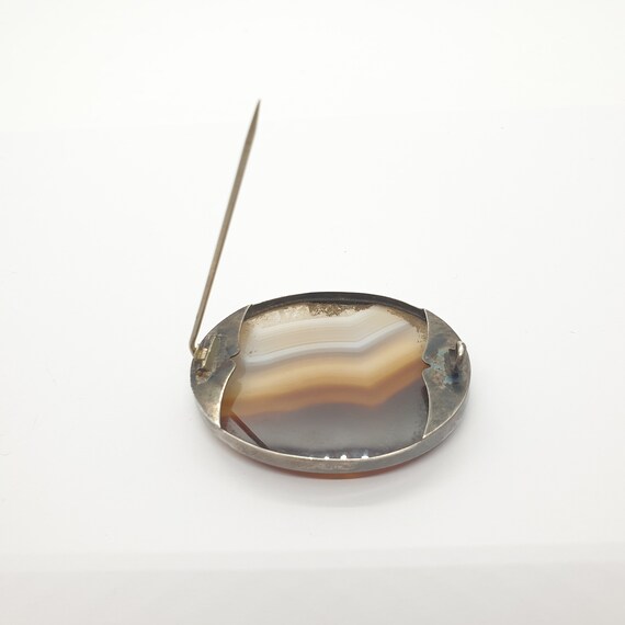 Antique Solid Silver Brooch Scottish Banded Agate… - image 7