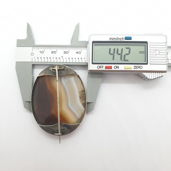 Antique Solid Silver Brooch Scottish Banded Agate… - image 9