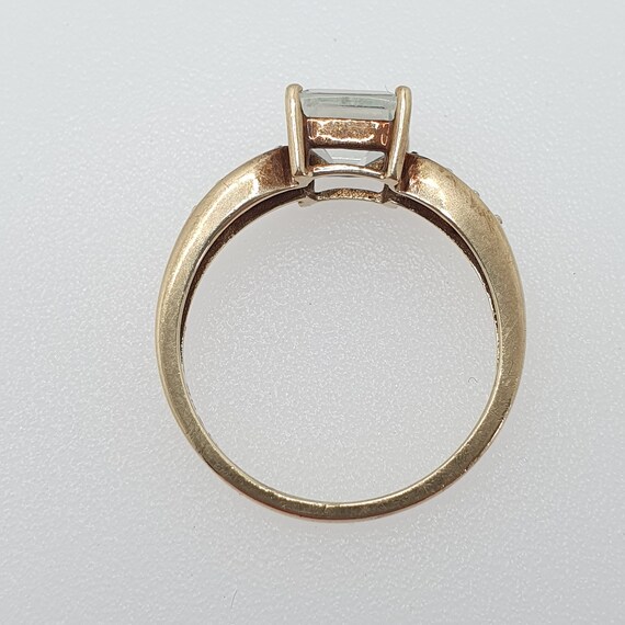 Vintage 9ct Gold Ring Amethyst Diamond Ring Green… - image 7