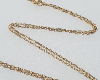 Vintage 9ct Oro Cadena Collar Cable Enlace Ancla 9k Sólido Fino Enlaces Luz 375 Amarillo 0.75g 40cm 15.5" Joyería de damas estampada