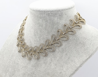 Vintage Sterling Silver Gilt Necklace Theodore Fahrner Choker Fine Estate Designer German Germany Womens Ladies Jewellery Jewelry 1970s Gift