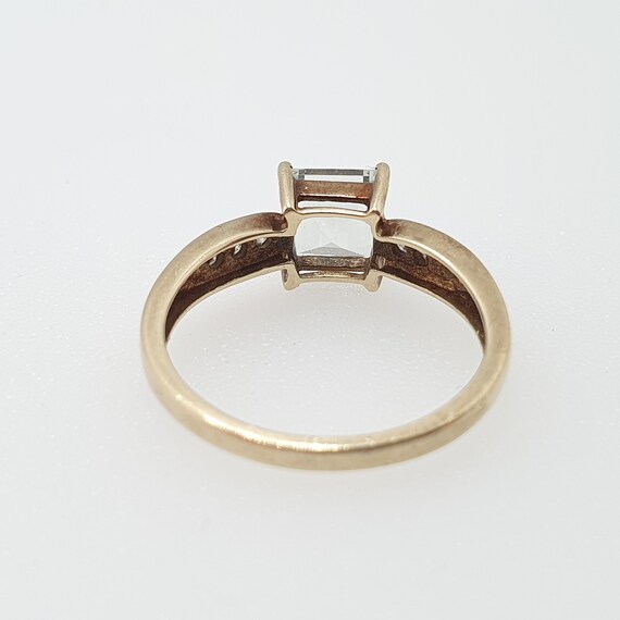 Vintage 9ct Gold Ring Amethyst Diamond Ring Green… - image 6