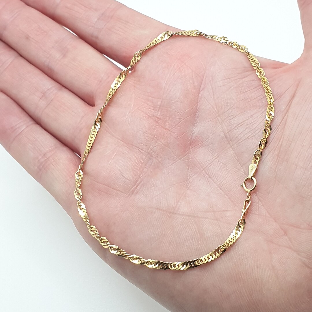 Vintage 9ct Gold Bracelet Chain Rope Twist Helix Very Long Large Wrists
