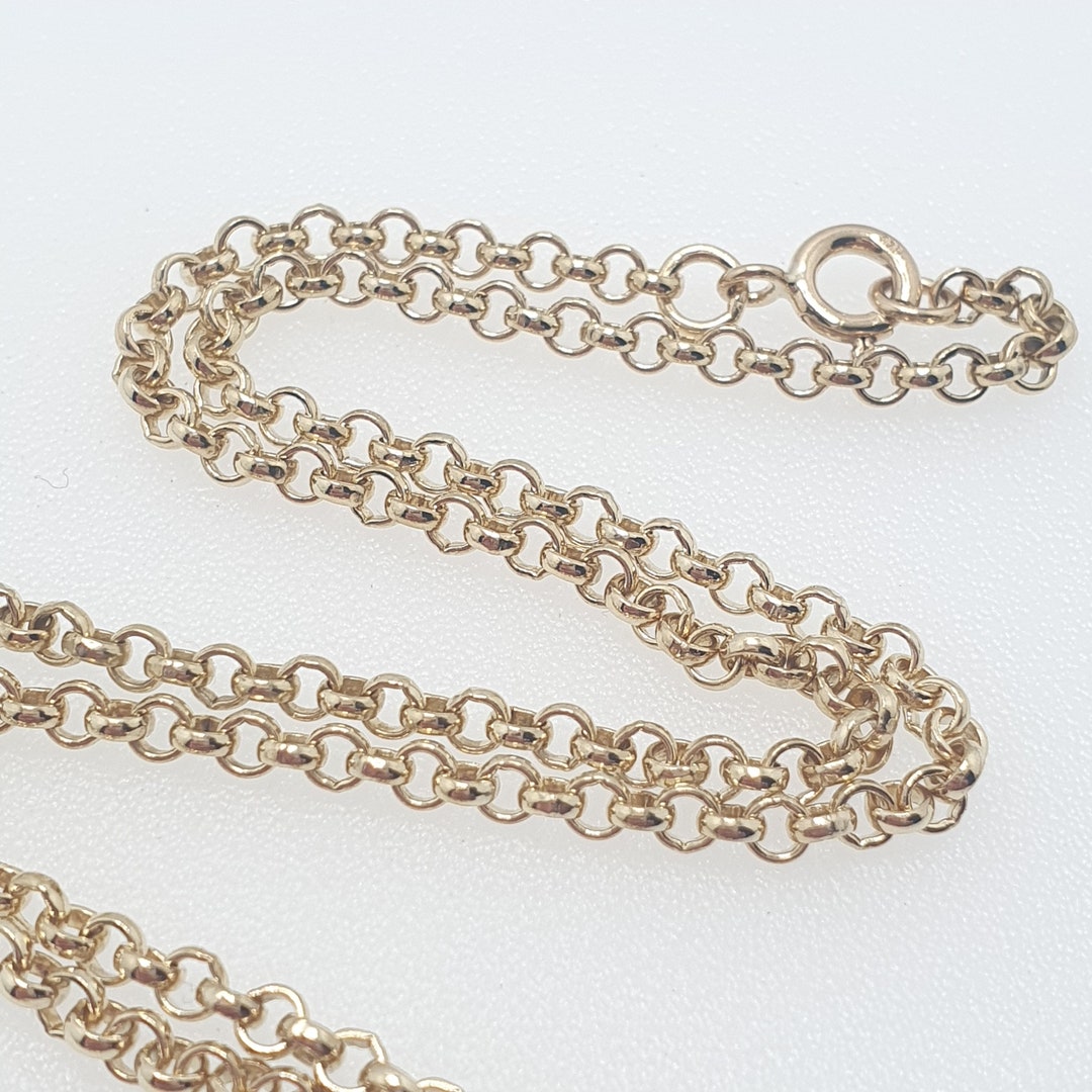 Vintage 9ct Gold Chain Necklace Belcher Link Rolo 45cm 18