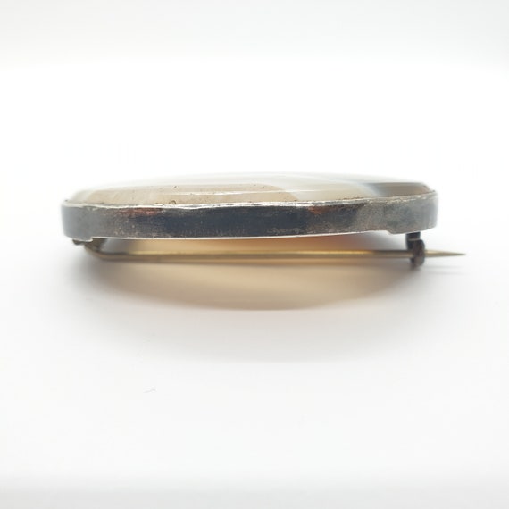 Antique Solid Silver Brooch Scottish Banded Agate… - image 4