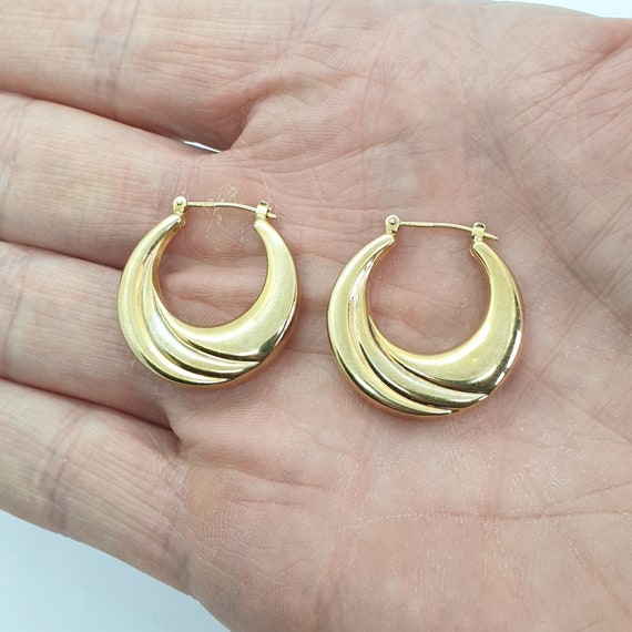 Buy 9ct 9k Gold Plated Womem Men Girls Unisex Ladies Yellow & White Small  Tiny Hoop Earrings . 12mm 1.2cm Width2mm Gift Uk Seller Online in India -  Etsy