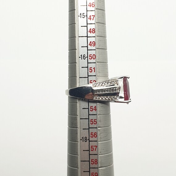 Modernist Sterling Silver Ruby Ring Trillion Cut … - image 7