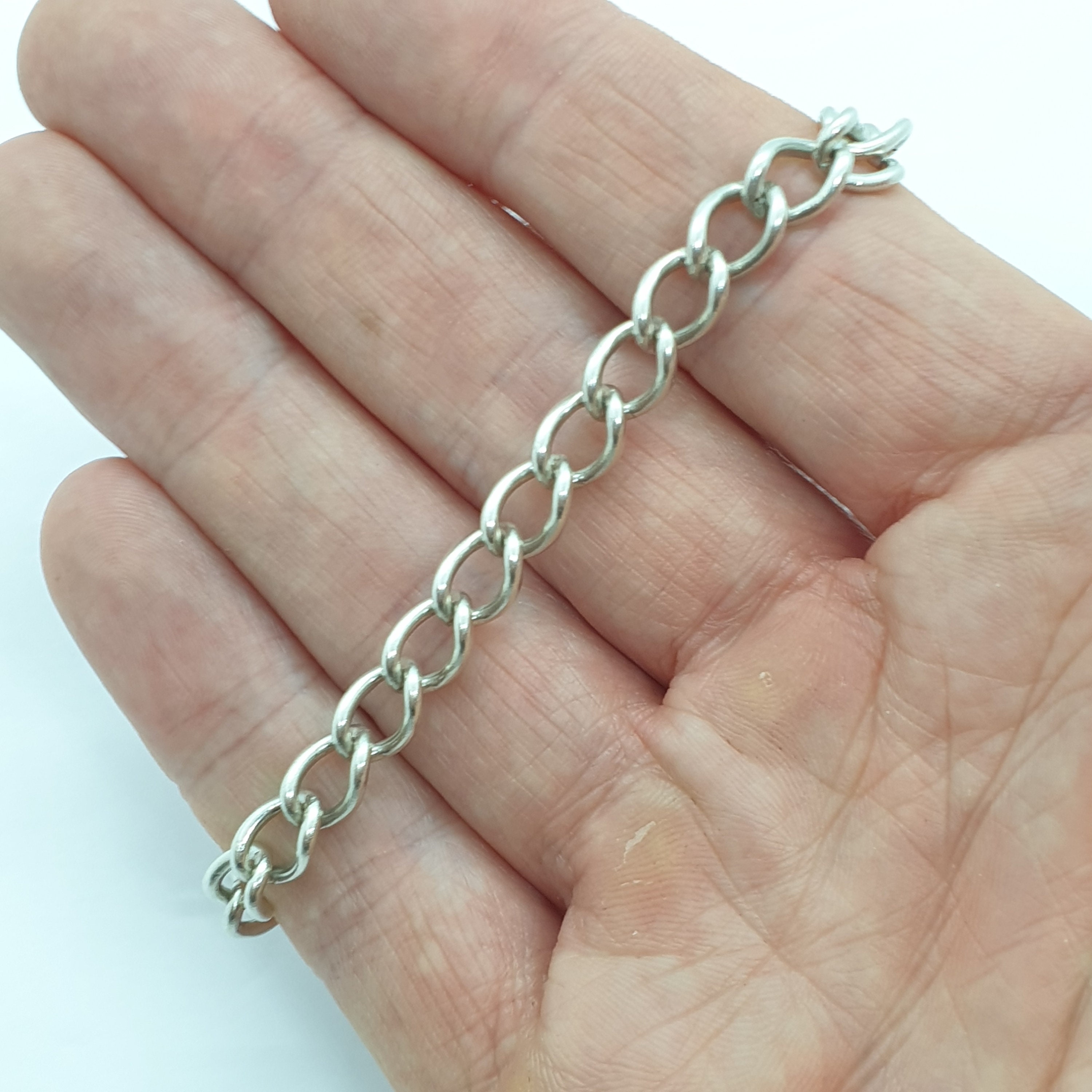 Vintage Sterling Silver Curb Link Chain Bracelet 13.39g 20cm 