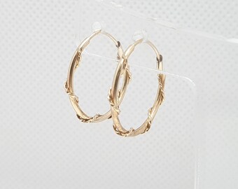 Vintage 9ct Gold Hoop Earrings Medium Size Light Full Circle Circular Sleeper Yellow 375 9k Retro 1980s Ladies Womens Jewellery Jewelry Gift