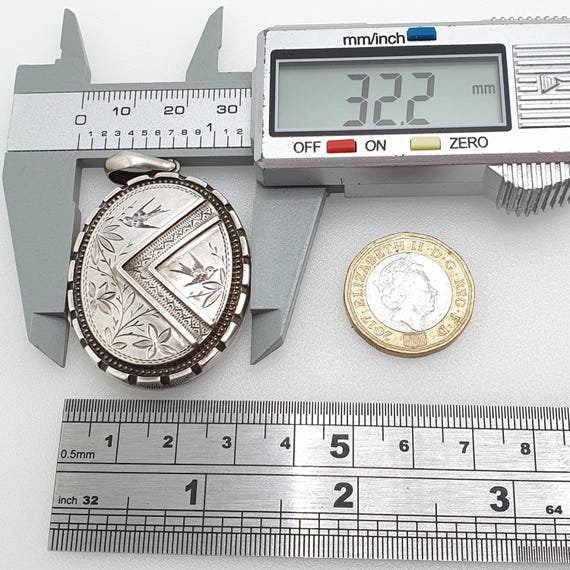 Antique Victorian Solid Silver Bird Locket Pendan… - image 10