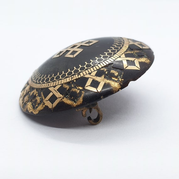 Antique Victorian  Large Tortoise Shell Brooch Pi… - image 4