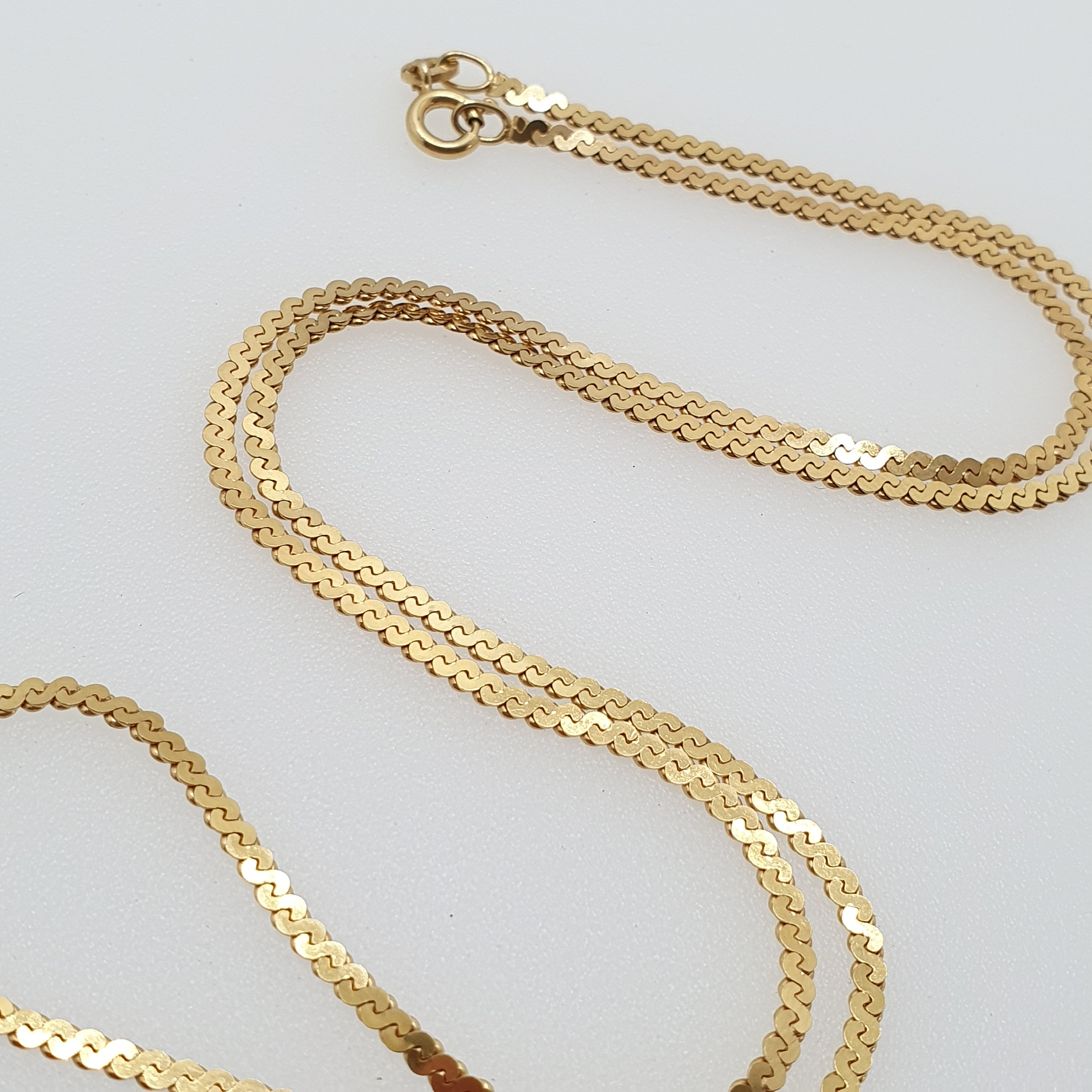 Vintage 9ct Gold Chain Necklace S Flat Link 56cm 22