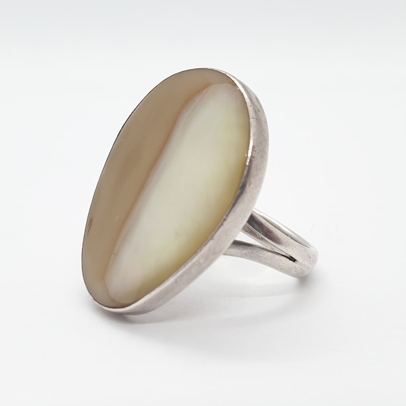 Bague Vintage Femme En Argent Massif 925 Doré Avec Pierre - Taille 54, Occasion