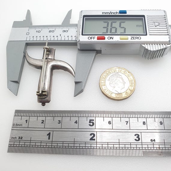 Antique Solid Silver Crescent Brooch Diamond Past… - image 10