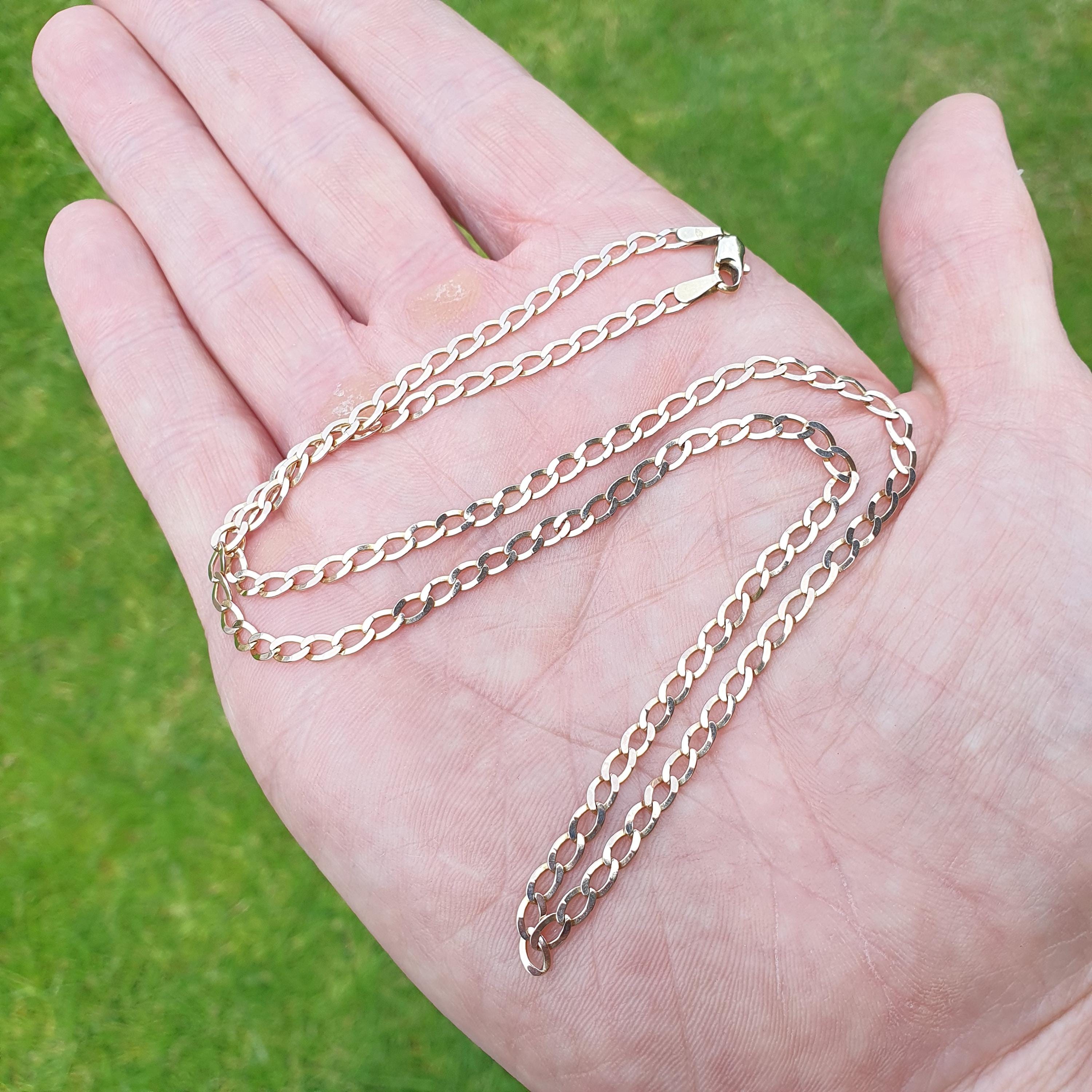 9 Karat Gelbgold 3,5 Mm Einfarbig Flacher Bordstein 22 Zoll/55 Cm