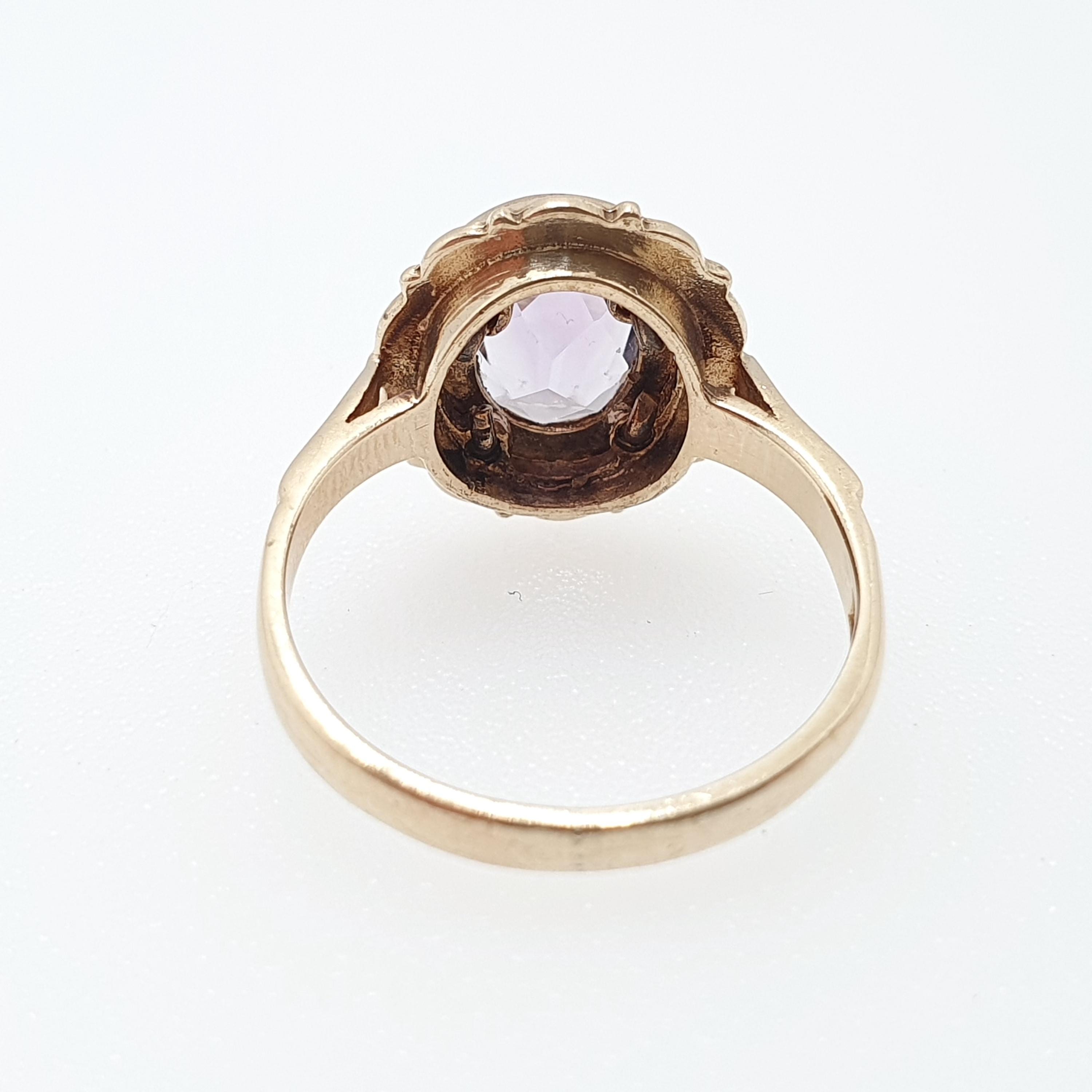 ヴィンテージ 9カラット ゴールド アメジストリング 3.53g ソリティア