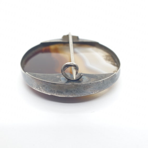 Antique Solid Silver Brooch Scottish Banded Agate… - image 5