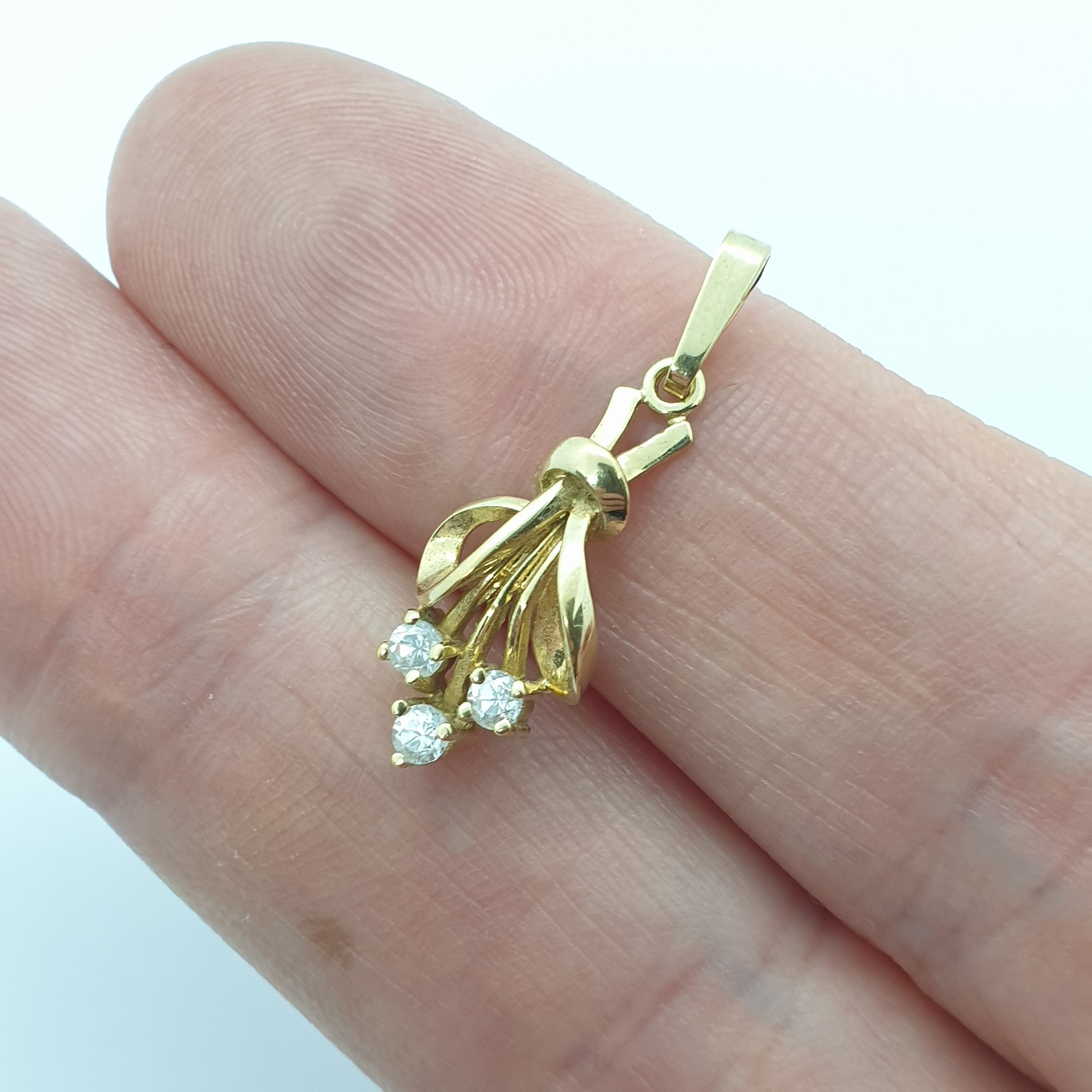 Vintage Rolled Gold Necklace Pendant CZ Cubic Zirconia Scroll Etsy