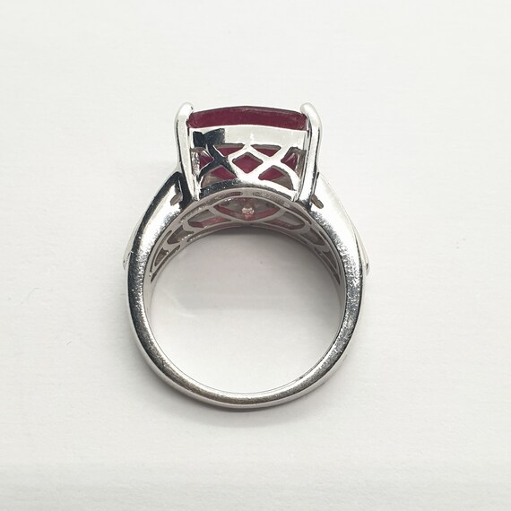 Modernist Sterling Silver Ruby Ring Trillion Cut … - image 5