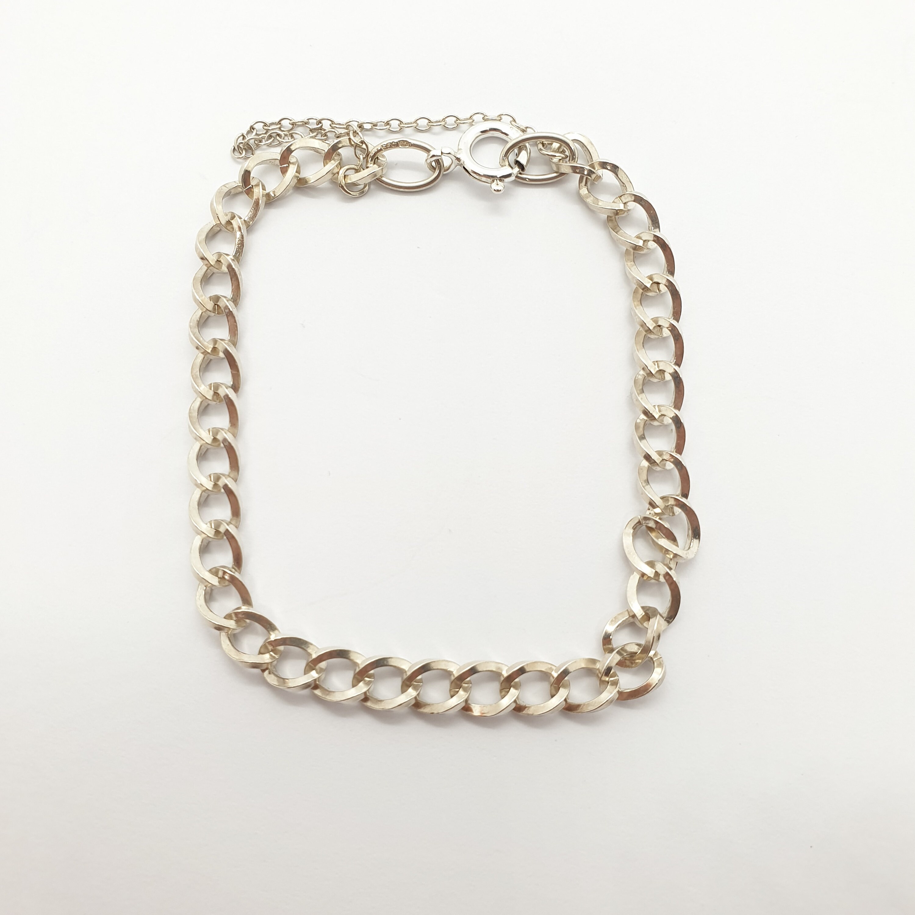 Vintage Sterling Silver Chain Bracelet Square Cut Curb Links - Etsy