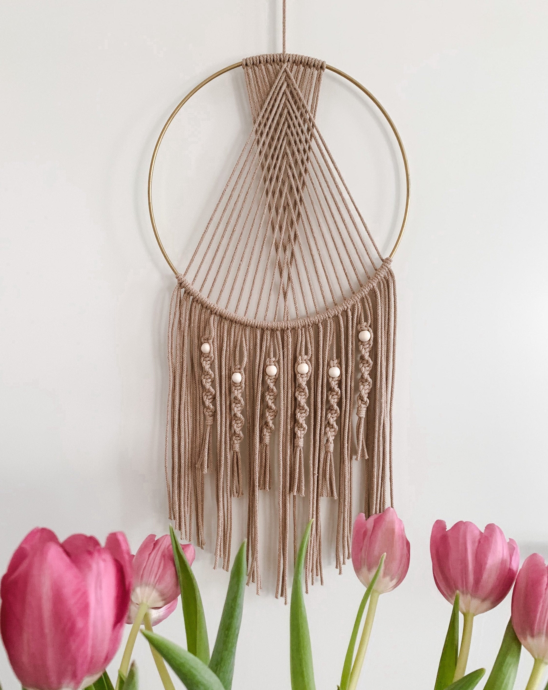 Macramé Wall Hanging Ring Natural Sand Dream Catcher Boho Etsy Ireland