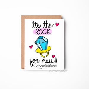 Betrokkenheid, liefde, gefeliciteerd, voor haar, ring, huwelijk, trouwen, gelukkig, vriend, XOXO, wenskaart, geschenk, uniek, grappig, plezier