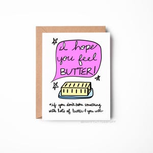 Wenskaart, aanmoediging, ik hou van jou, bakker, bakken, boter, plezier, humor, gek, vriend, liefde, ondersteuning