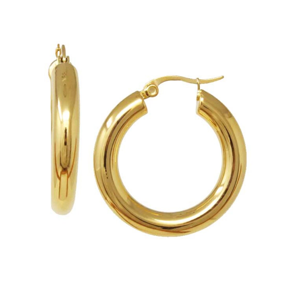 Round Hoop Earrings Trendy Tarnish Resistant 18K Gold | Etsy