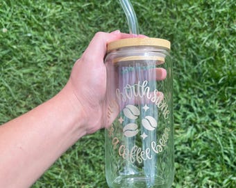 Glass tumbler iced coffe cup