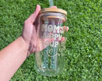 Glass tumbler mom cup