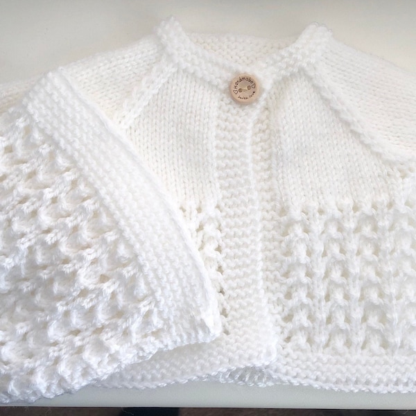 Hand Knitted Newborn Baby Cardigan and Hat Set Baby Girl Boy