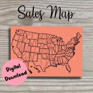 Etsy Sales Map, United States Sales Map, Small Business Sales Map, Sales Map Printable, Procreate Map, Digital Sales Map, Digital Download