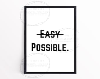 Possible Over Easy, Workout Motivation, Fitness Printable, Wall Art, Home Gym Decor, Exercise Print, Workout Gift