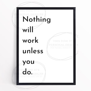 Nothing Will Work Unless You Do, Workout Motivation, Fitness Printable, Wall Art, Home Gym Decor, Exercise Print, Workout Gift