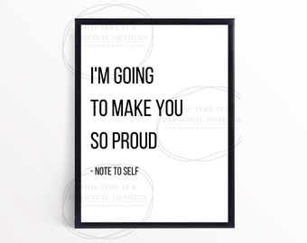 Opmerking voor jezelf, ik ga je zo trots maken, workout motivatie, fitness afdrukbaar, muur kunst, home gym decor, oefening print, workout cadeau