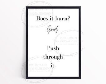 Brandt het, Push Through It, Workout Motivatie, Fitness Afdrukbaar, Wall Art, Home Gym Decor, Exercise Print, Workout Gift