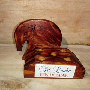 Pen holder Wooden Carved Pen holder Table Decoration Elephant Ornament Elephant Toy Wooden Elephant Figurine