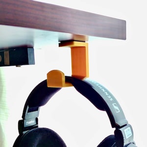 Stand Up Desk Store Clamp-On Under Desk Headphone Hanger, Backpack Hook,  and Purse Holder - Black