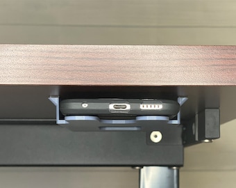 Soporte para teléfono debajo del escritorio, cinta adhesiva para montaje debajo de la mesa para teléfono o disco duro con adhesivo 3M incluido, aumenta la productividad