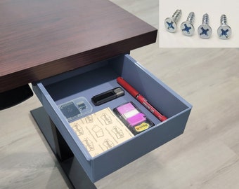 Under Desk Drawer, Screws Add On Under Table Storage Box, Special Design With Wood Screw Mounting